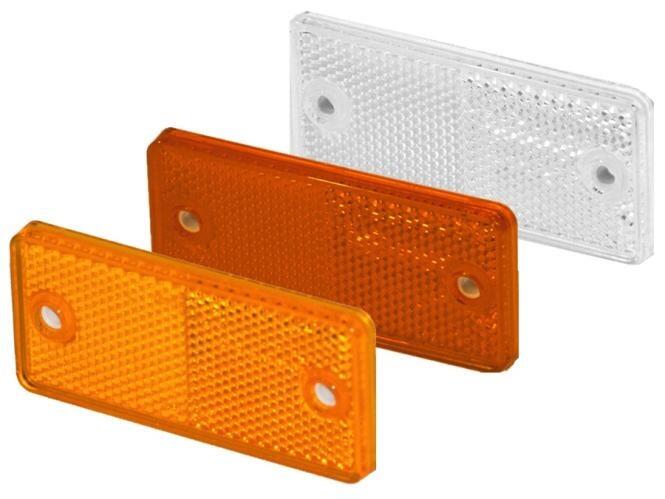 Rektangulære reflekser fra Proplast til trailer, biler og maskiner – E-godkendte, røde, hvide og gule, med skrue- eller / og selvklæbemontering