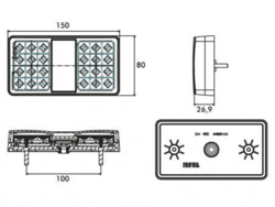 LED baglygte 12/24V multivolt - måltegning