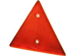 Reflekstrekant rød. Rød bagside, 2 skruehuller 5,2 mm. Proplast vare nr. 20106006.