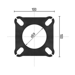 Flange 59 mm 4 huller kvadrat