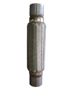 Flexrør til udstødning, Indv. diameter 57 mm, Længde flex 255 mm - Total længde 355 mm, Flettet udvendig og indvendig