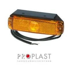 LED sidemarkeringslygte 12/24V ADR gul, beslag 90°. Proplast 40023921.