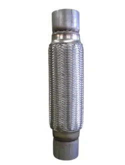 Flexrør til udstødning, Indv. diameter 63 mm, 2 1/2" flexrør, Længde flex 255 mm - Total længde 355 mm, Flettet udvendig og indvendig