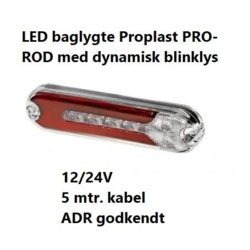 Baglygte med dynamisk blinklys - 5 meter kabel - ADR godkendt til kørsel med farligt gods