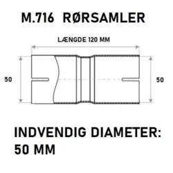 M.716 Rørsamler 50 mm - Længde 120 mm