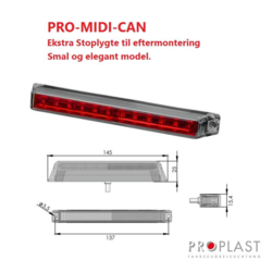 Ekstra stoplygte til eftermontering på campingvogn osv. Smal og elegant stoplygte.