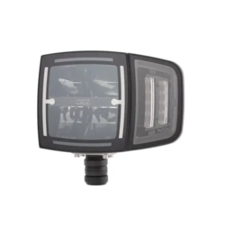 OZZ LED sneplovslygte med hærdet glas, 4500/3100 lumen, 5000K og ECE R10, R7, R112 godkendelser. 49 LED, 10–30V, DT-stik og stærkt aluminiumshus. Perfekt til sneplove og vintermaskiner.