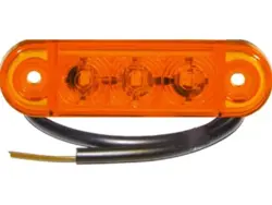 LED sidemarkeringslygte gul 12V PRO-SLIM, ekstrem lille model, vandtæt kabel, 0,5 mtr. kabel, flexibelt gummiunderlag, E-godkendt.ADR-godkendt, IP67, Proplast vare nr. 40044201