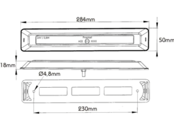 LED baglygte 3 funktions PRO-CAN XL 3F 12V, rød glas, chrom hus. Proplast 40026942