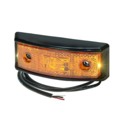 LED Sidemarkering- og blinklygte Kat. 5. (sideblink) ADR-godkendt.

10-32V (1.6W)

Kabel 0,5 mtr.

118x45x25mm, hul afstand 70 mm

ECE og SAE godkendt.

Proplast 40049801