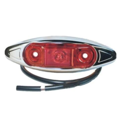 Markeringslygte LED 12V rød, Chrom hus