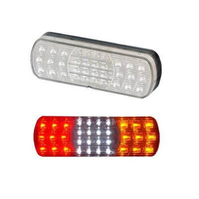 LED baglygte m/baklys 12/24V Proplast PRO-HORIZONTAL, klar glas