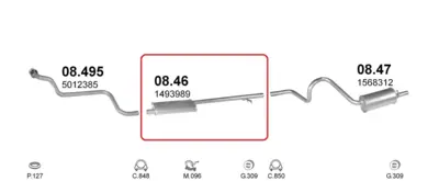 Mellempotte Ford Taunus 1.3, 1.6 sedan 1976-1983.

Midterste lyddæmper Polmo 08.46

Passer til:

Ford Taunus 1.3 sedan 1976-1983, 1294ccm, 40kW, 55HK

Ford Taunus 1.6 sedan 1976-1983, 1593ccm, 53kW, 72HK

Reference: 1493989, 276-703
