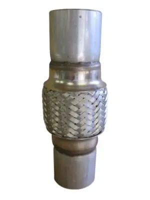 Flexrør til udstødning, Indv. diameter 50mm, Længde flex 100 mm - Total længde 200 mm, Flettet udvendig og indvendig