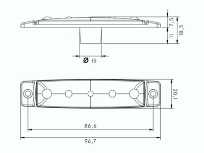 LED positionslygte PRO-FLAT 12/24V. Proplast 40061003.