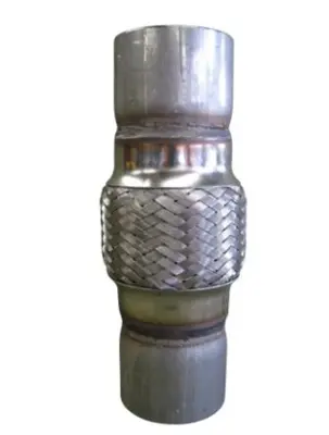 Flexrør til udstødning, Indv. diameter 63,5 mm, Længde flex 100 mm - Total længde 200 mm, Flettet udvendig og indvendig