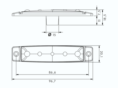 LED positionslygte PRO-FLAT "Farvet version" 12/24V