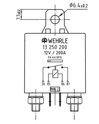 Wehrle relæ 12V 200A
13250200. Heavy Duty Relay N.O. 12V.