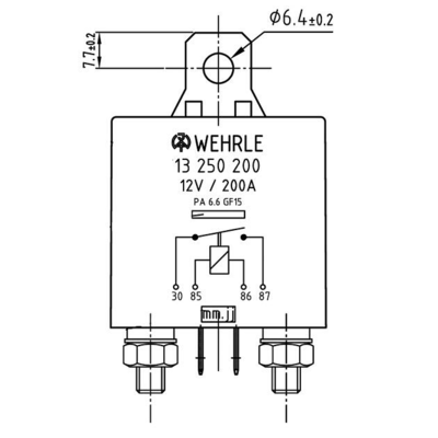 wehrle 13250200 relæ 12V 200a - Reference: Herth + Buss: 75613100
