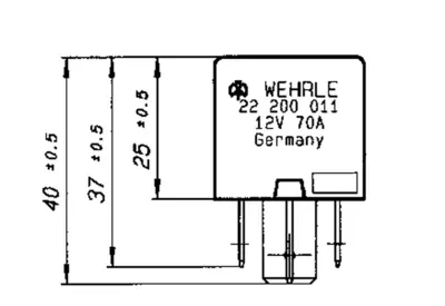 Wehrle relæ 12V 70A. High Performance Relay N.O. 12V. Wehrle 22200011.