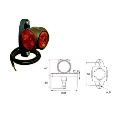 Proplast markeringslygte rød/hvid/gul 40011904