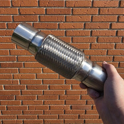 Rustfri fleksrør til udstødning Ø60 mm, længde 150 mm, totallængde 250 mm