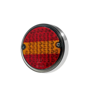 LED Baglygte 12/24V Proplast PRO-LOOP, chrom lygtering, dynamisk blinklys, højre