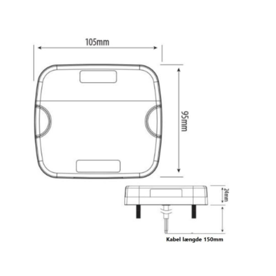Måltegning: Forreste blinklygte og positionslygte til traktor og maskine