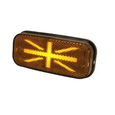 Gul LED markeringslygte PRO-JACK 12/24V fra Proplast med Union Jack design og 0,5 meter kabel – ADR og E-godkendt
