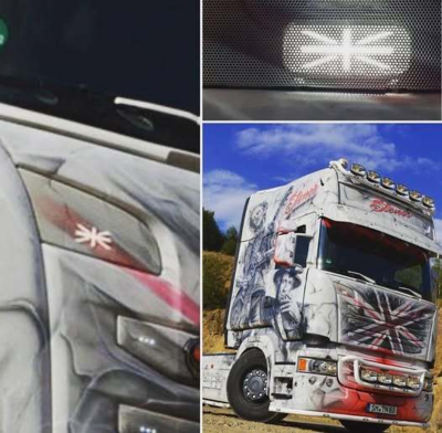 Positionslys Scania lastbil - lygter i Union Jack design