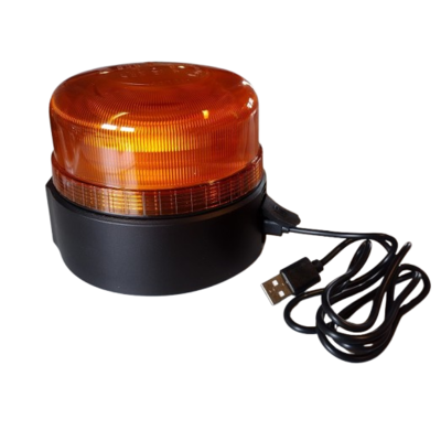 Genopladeligt LED advarselsblink med gul lygte, magnetisk base og USB-opladning – ECE R65 godkendt til 12/24V køretøjer