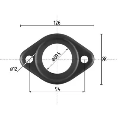 Flange til Opel udstødning.

Hul Ø50.5 mm.

Bolt hul afstand 94 mm