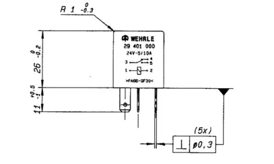 Wehrle micro-relæ omskifter 24V 5/10A. Wehrle 29401000. Reference: Scania 1320483.