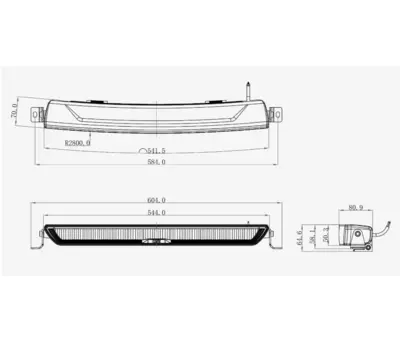 OZZ XB1 20" LED Fjernlygtebar – Gul & hvidt positionslys – Sort hus