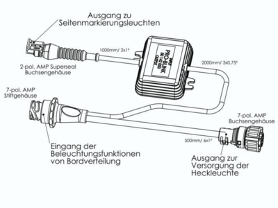 Proplast bkinkmodul PRO-BLINK med AMP stik. Blinkmodul til LED sidemarkeringslygter. Blinker synkron med køretøjets blinklys.