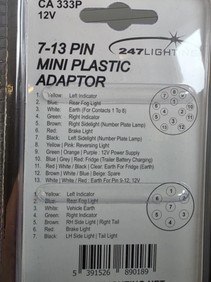 Adapter til 13 polet anhængertræk - kort