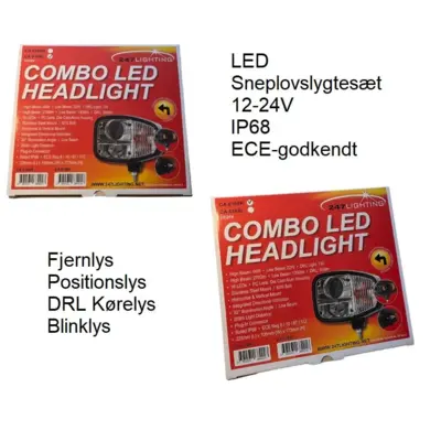 Sneplovslygter / Plovlygter / Forlygter - Lygtesæt til lastbil, traktor, gummiged og andre maskiner