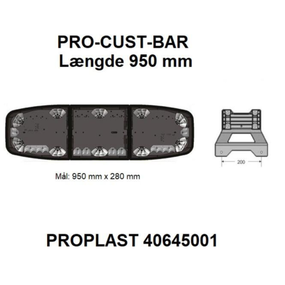 PROPLAST 40645001 robust LED-advarselslysbro 950 mm til byggeri, kommunale og autohjælpskøretøjer