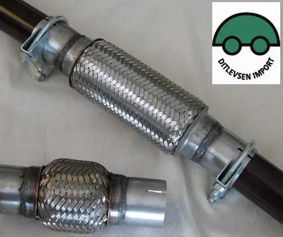 Flexrør "Gør-det-selv" incl. clamps. Ø60. Længde 102 mm. Total længde 203 mm. vare nr. 60X100JD.
