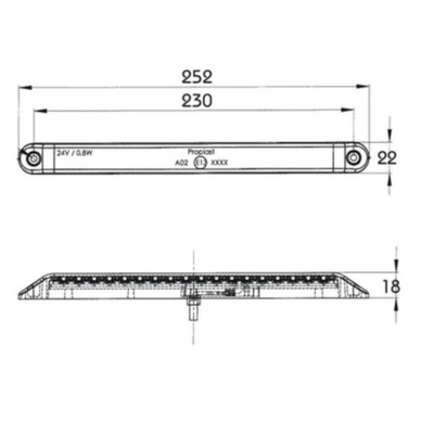 Baglygte LED 24V Proplast – Klar Glas, 3 Funktioner, Tysk Kvalitet