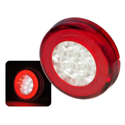 Robust og energieffektiv LED tåge- og baklygte PRO-RING FR 12/24V Ø140 mm fra Proplast – ideel til lastbil og trailer. ECE-godkendt med lang levetid og nem montering for optimal sikkerhed og synlighed på vejen.
