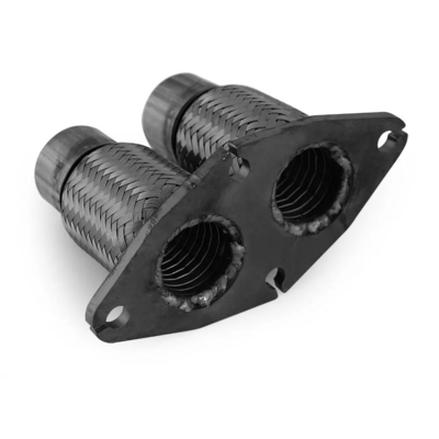 Dobbelt flettet flexrør med flange til forrør. 2 x 40 mm indvendig, 100 mm længde. Passer til Seat Alhambra og VW Sharan 2.0i benzinmotorer (1995–2010), motor: ADY, ATM.