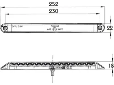 LED sidemarkeringslygte gul PRO-CAN XL 24V fiberoptik. Proplast vare nr. 40026091