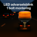 Advarselsblink LED 12/24V – Fast montering, 1 bolt (M12)