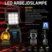 Genopladelig LED arbejdslampe med advarselslys – magnetisk, 18W, 1000 Lumen